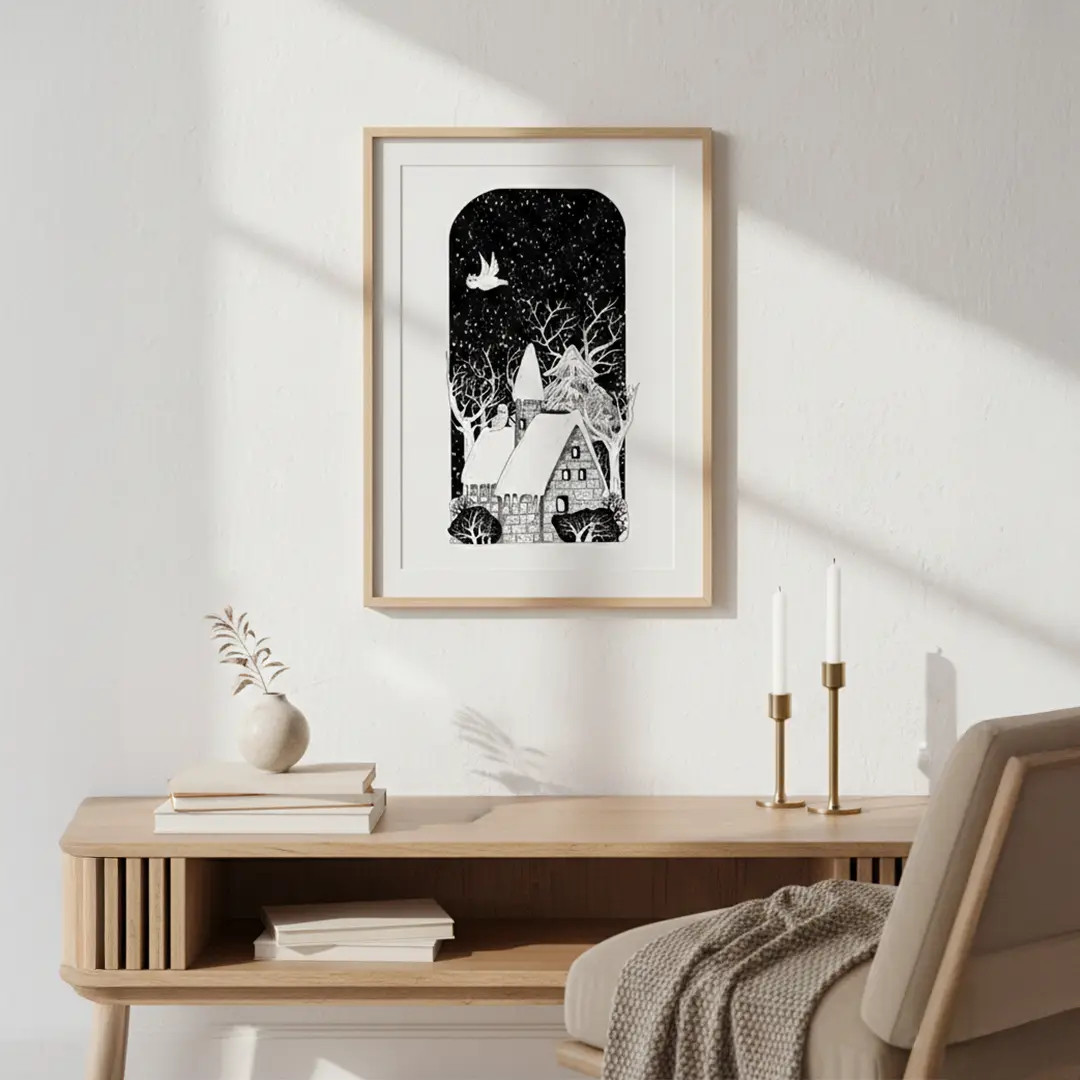 ミュシャ 四季 冬 Circle Fine Art Corporation Midnight Snowfall Digital Download | Printable Winter Owl Art